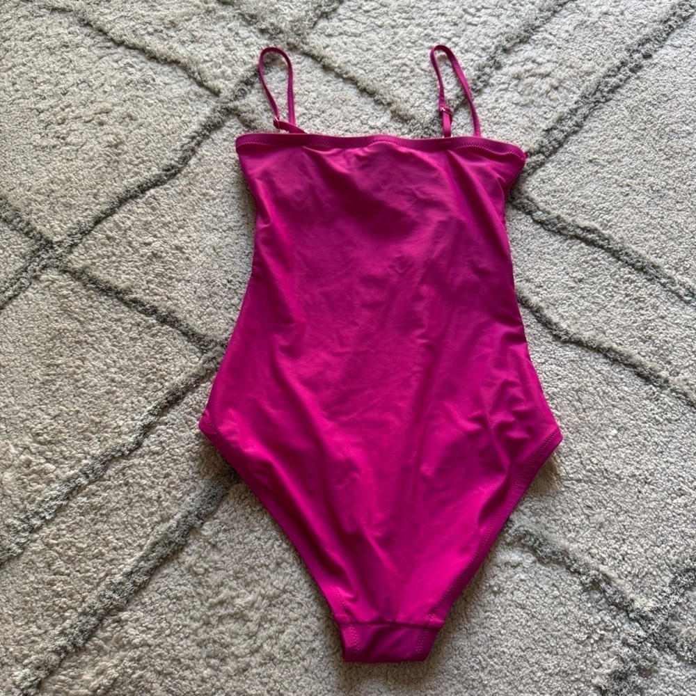 J Crew Fuchsia pink Smocked one piece swimsuit bathing suit XS - Picture 5 of 10